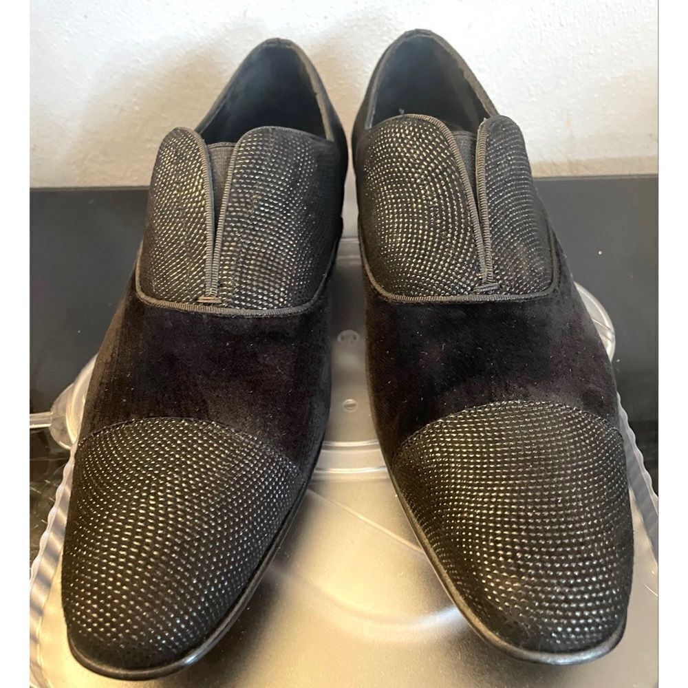 Mezlan Cap Toe Slip On Dress Loafers Men’s Black Velvet Shoes Size 10 M - Picture 3 of 14